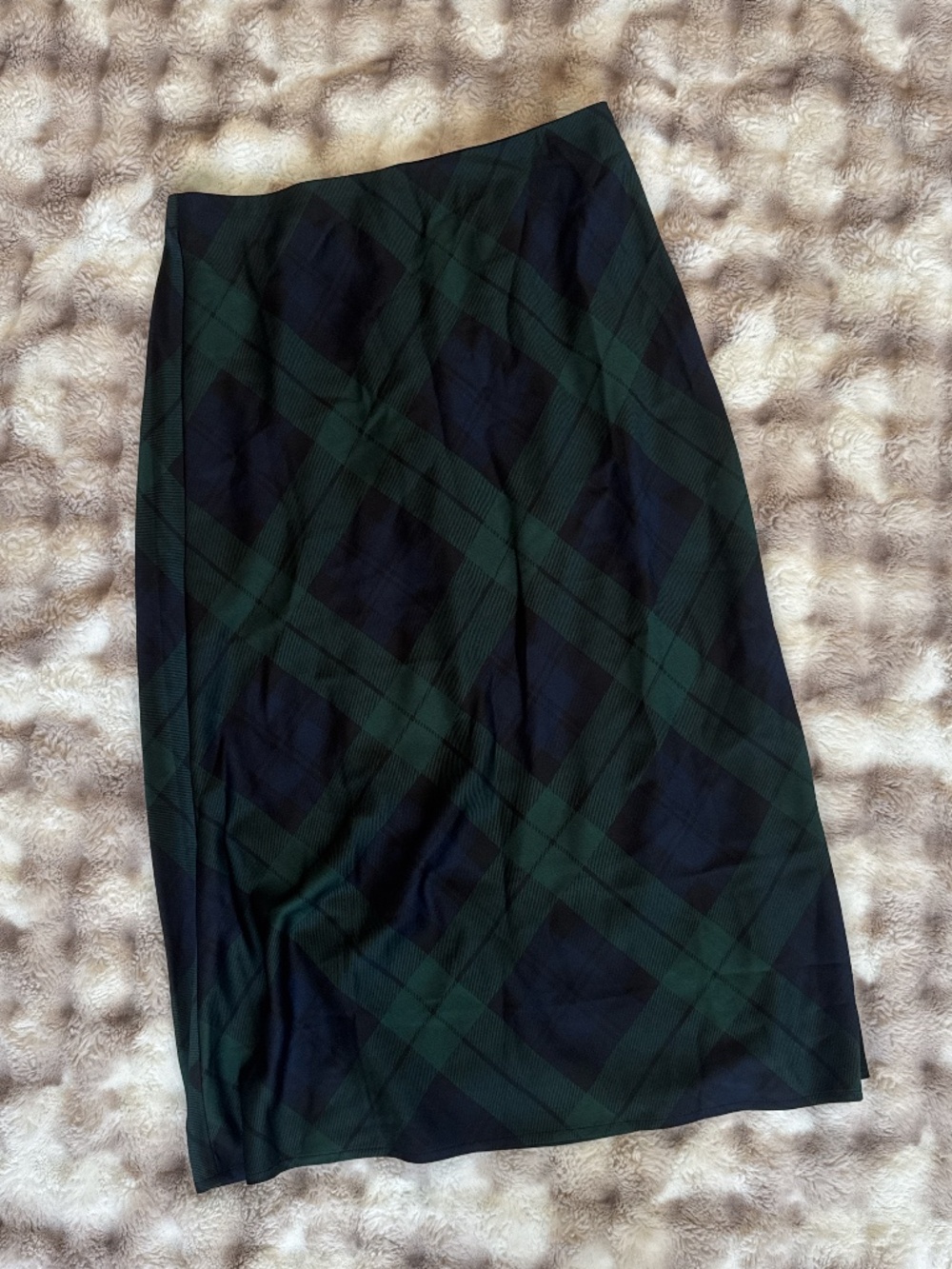 Jcrew size S green and navy blue midi plaid skirt